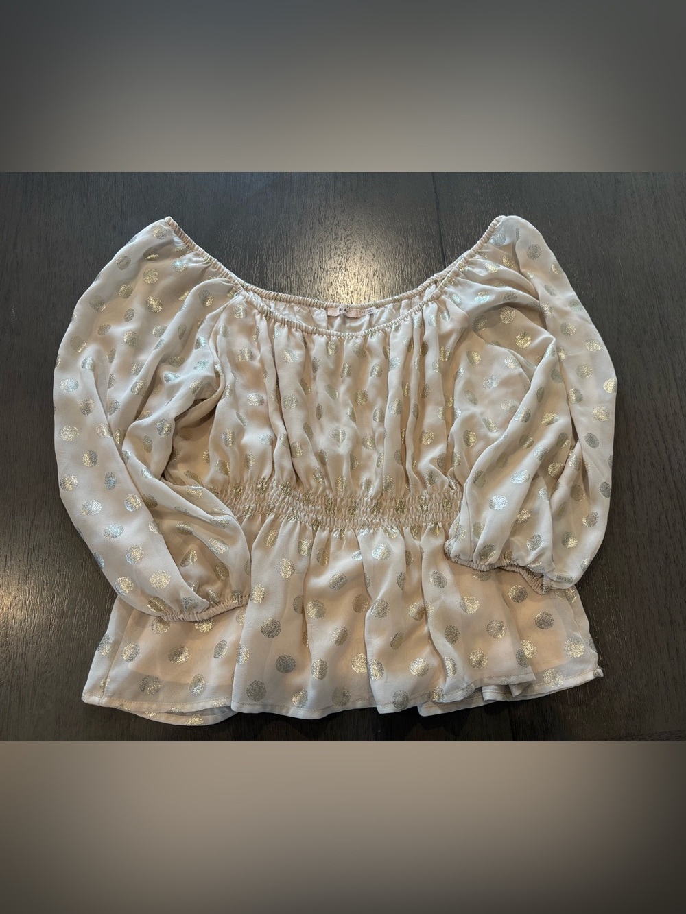 miami cream top with silver foil dots